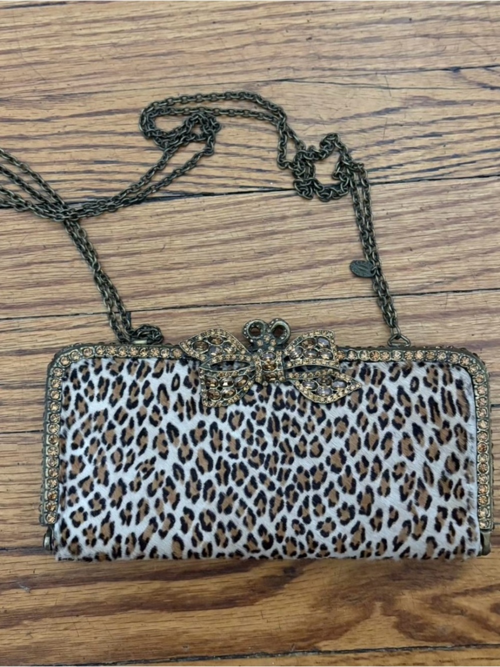 Vintage Clara kasavina crystal and pony hair cheetah print clutch